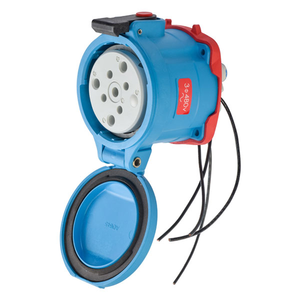 33-64043-264 - DS60 RECEPTACLE POLY BLUE SIZE 4 TYPE 3R 3P+G 60A 480 VAC 60 Hz +4 AUX